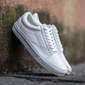 VANS Old Skool Reissue White Leather Sneakers Sport Skateboarding Sneakers Shoes